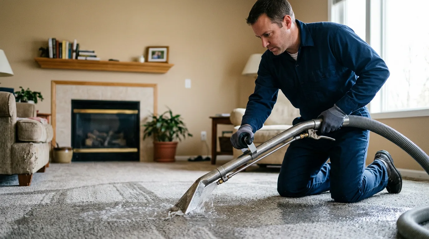 Water damage restoration technician working near Apison, TN